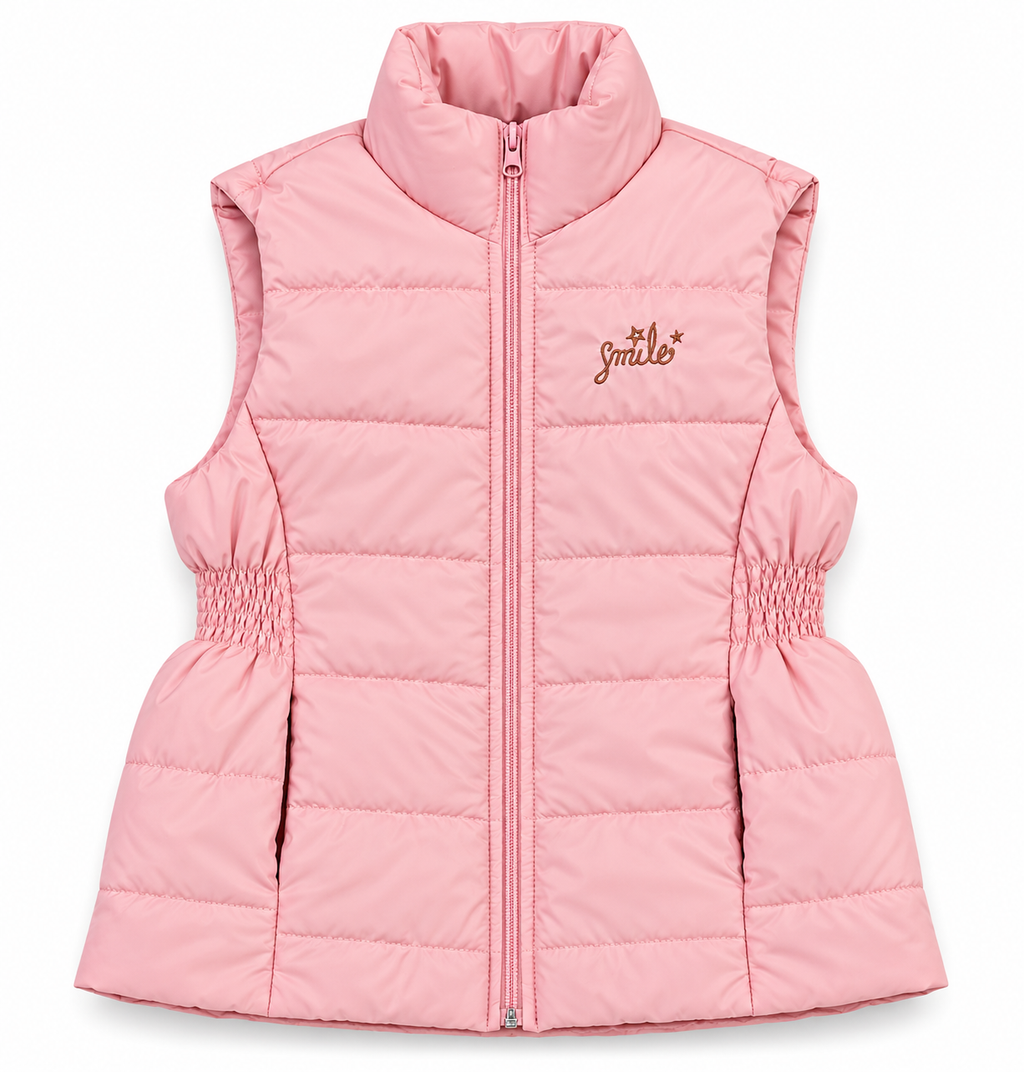 Smile Embroidered Sleeveless Jacket
