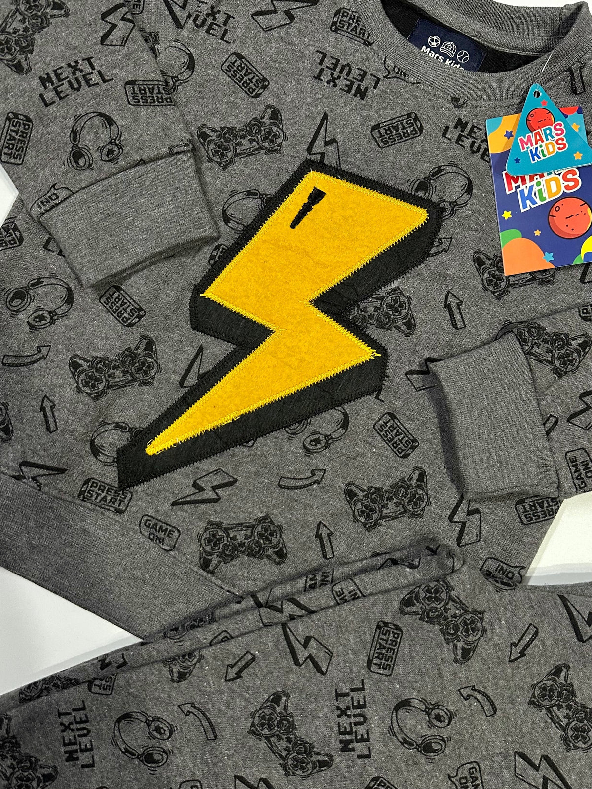 Flashh Embroidered Fleece Tracksuit- Grey