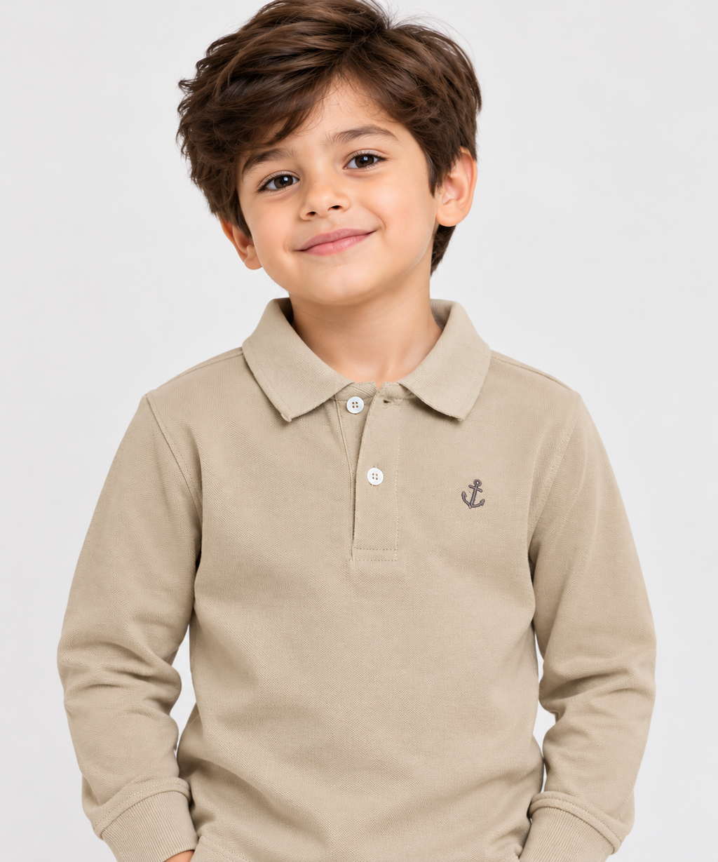 Boys F/S Polo- Khaki