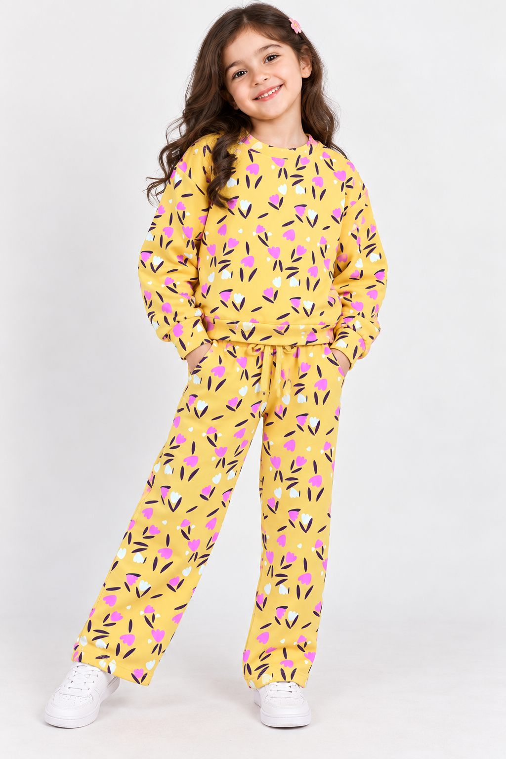 Flower Printed All Over Set- LT Yellow